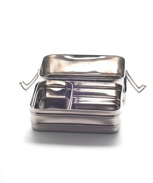 Meals In Steel Medium Twin Layer Rectangular Lunchbox