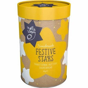 Molly Woppy Xmas Shortbread Festive Stars Cylinder 400g