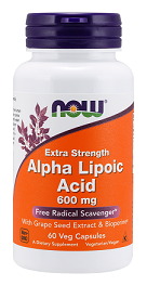 Now Alpha Lipoic Acid, Extra Strength 600 mg 60vcaps