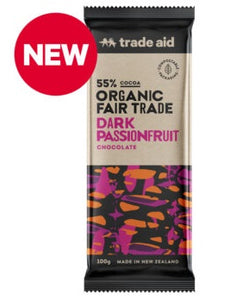 Trade Aid Chocolate Organic 55% Dark Passionfruit Chocolate – 100g