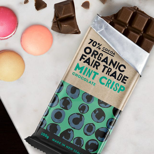 Trade Aid Chocolate Organic 70% Mint Crisp Chocolate – 100g