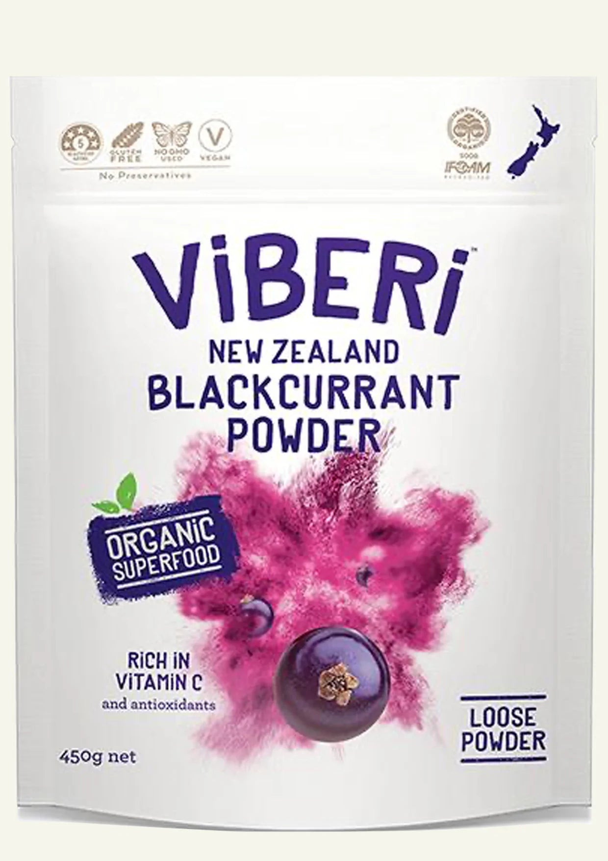 Viberi Organic Blackcurrant Powder 450gm