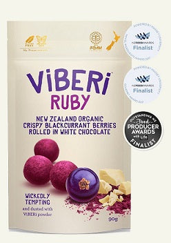 Viberi RUBY Organic Chocolate Rolled Blackcurrants 90g